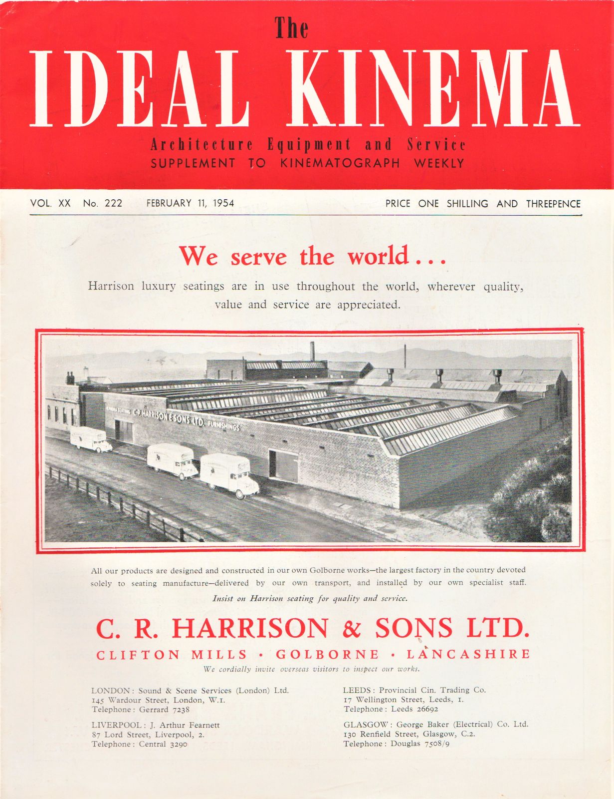 IDEAL KINEMA magazine side cover  Vol 20 No  222 11 February 1954
