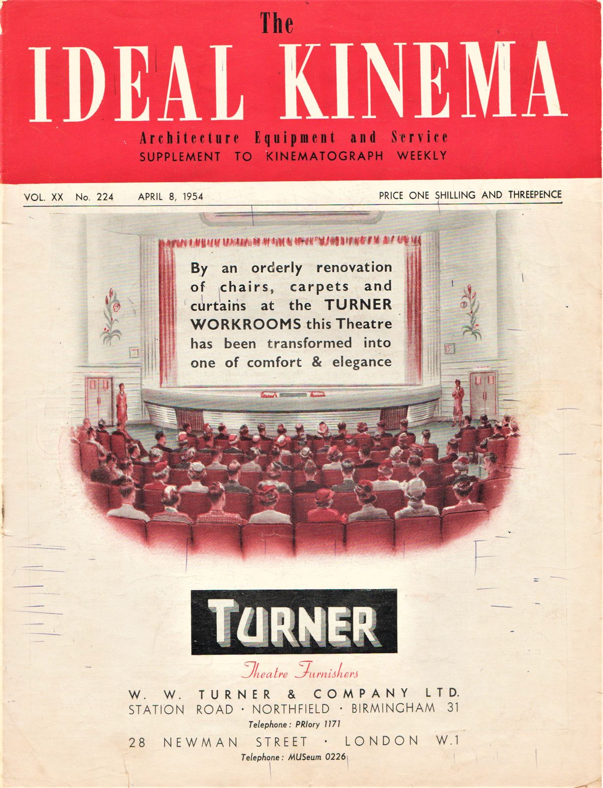 IDEAL KINEMA magazine side cover  Vol 20 No  224 8 April 1954