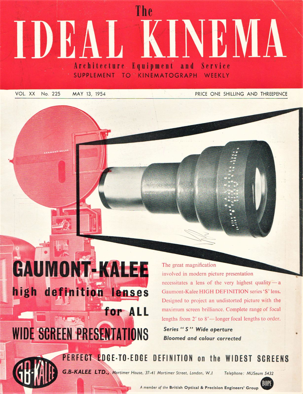 IDEAL KINEMA magazine side cover  Vol 20 No  225 13 May 1954