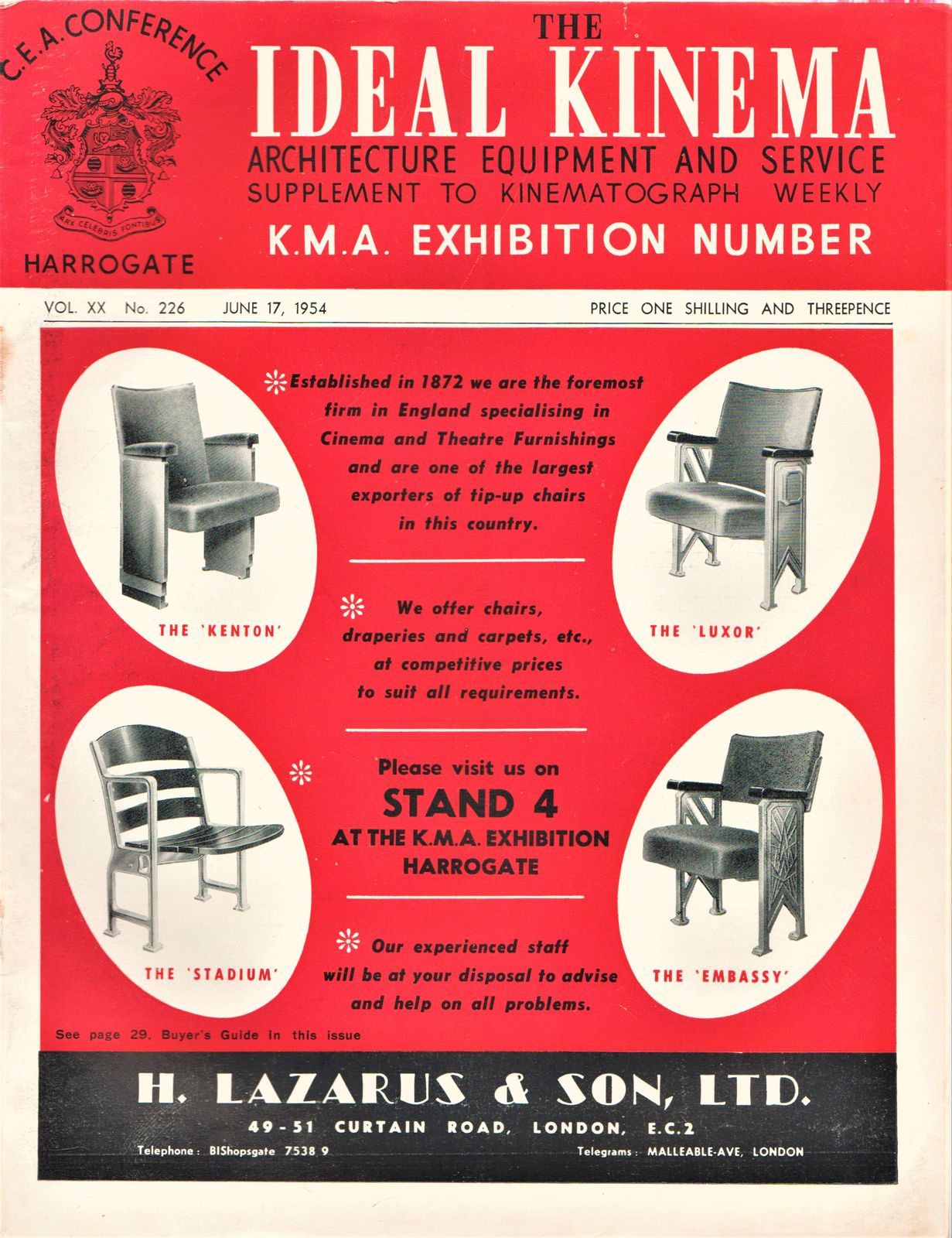 IDEAL KINEMA magazine side cover  Vol 20 No  226 17 June 1954