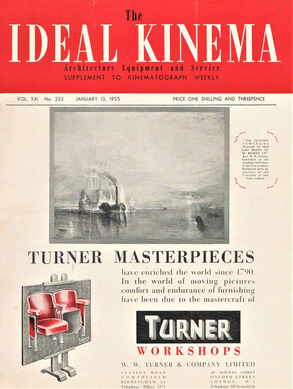 IDEAL KINEMA magazine side cover  Vol 21 No  233 13 January 1955