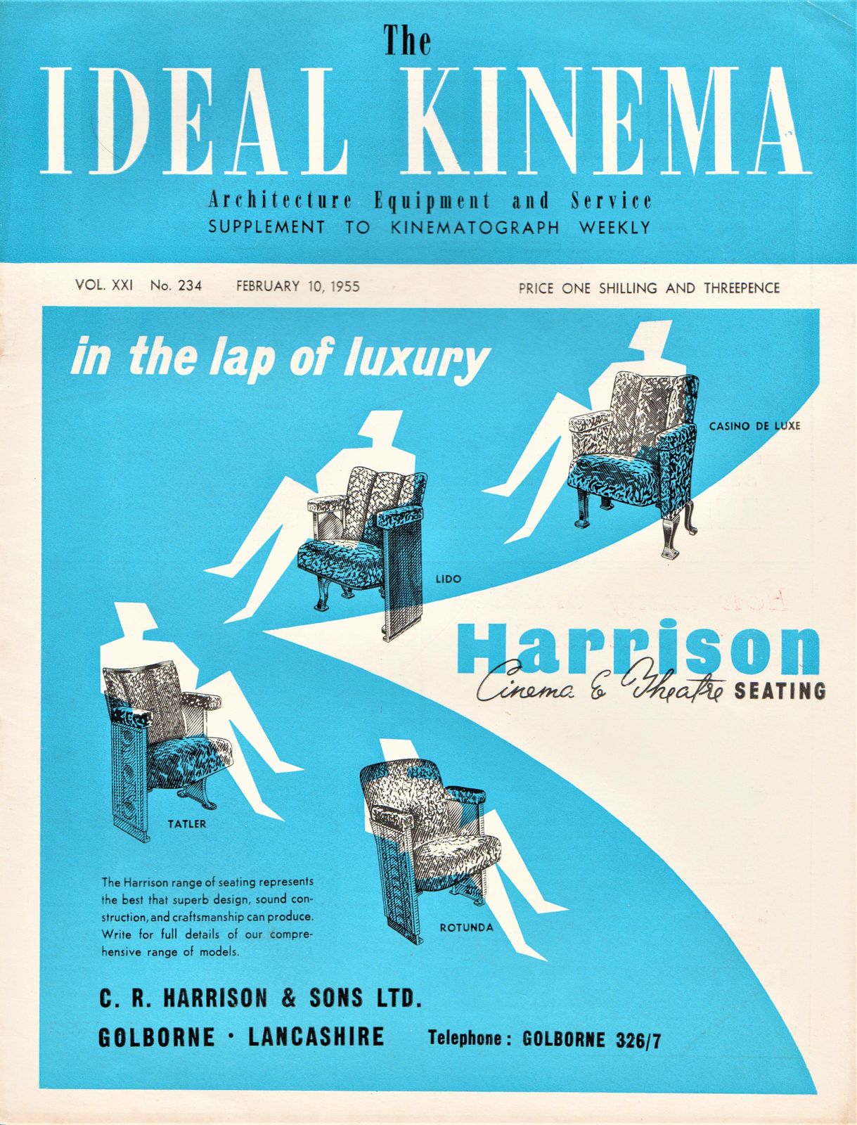 IDEAL KINEMA magazine side cover  Vol 21 No  234 10 February 1955