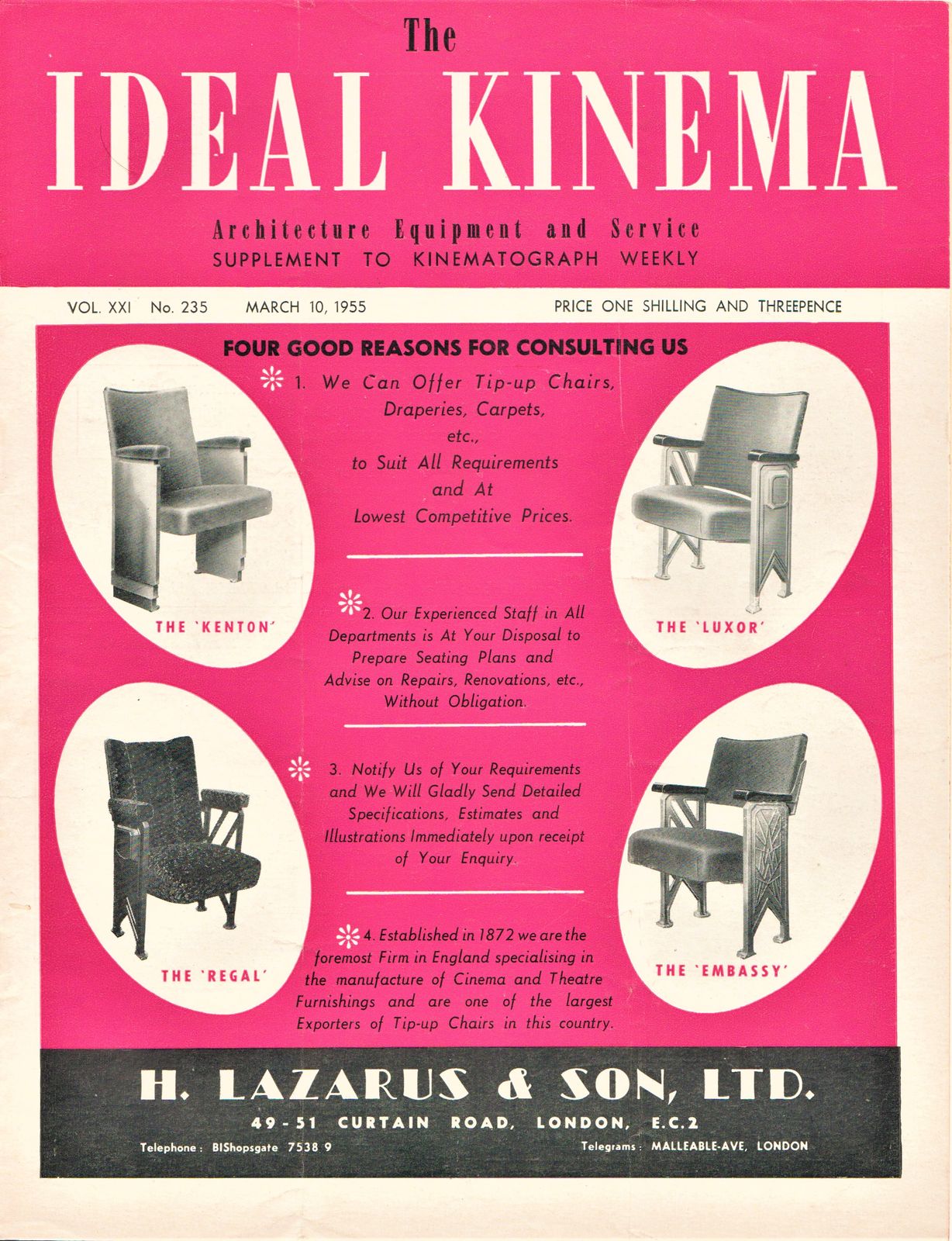 IDEAL KINEMA magazine side cover  Vol 21 No  235 10 March 1955