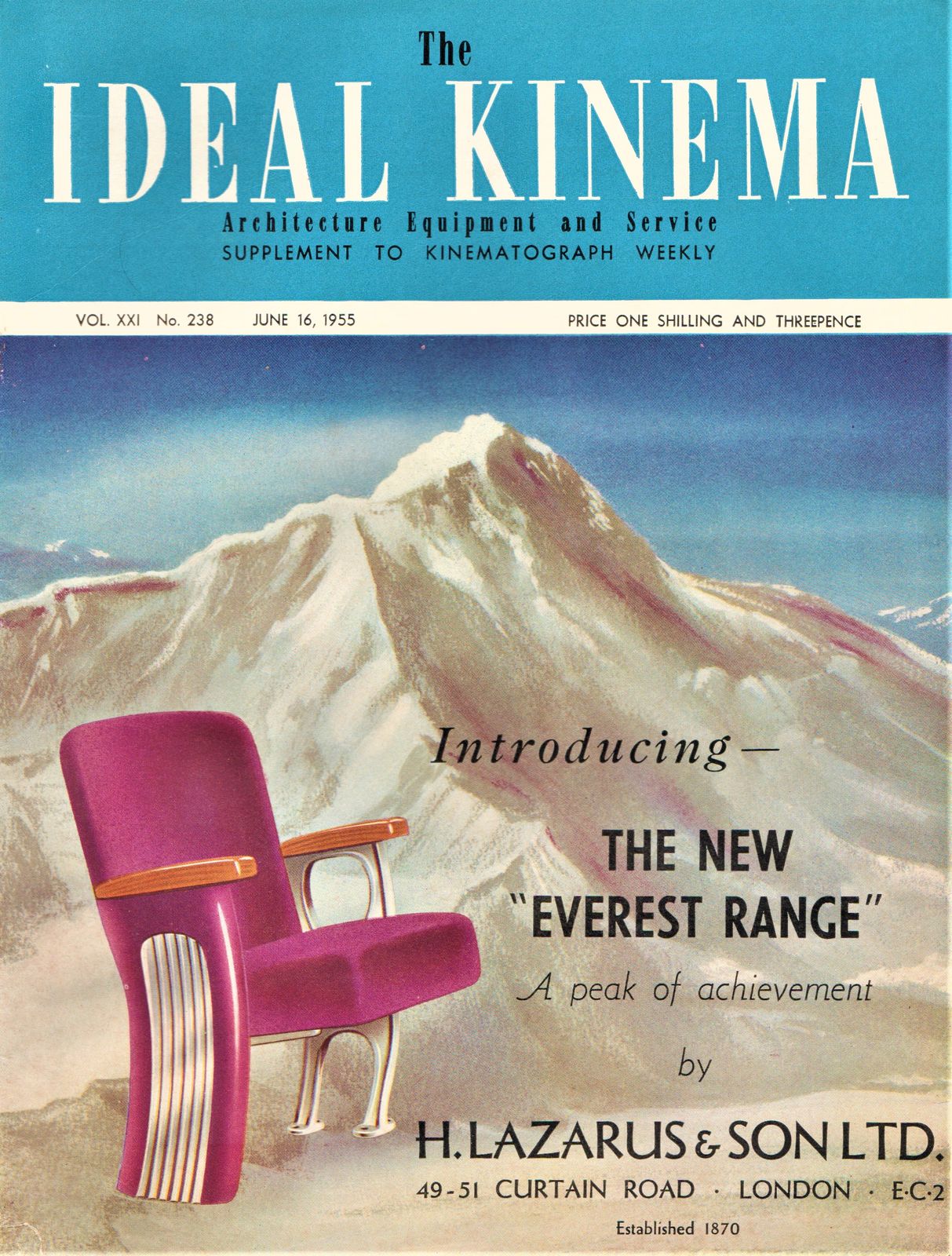 IDEAL KINEMA magazine side cover  Vol 21 No  238 16 June 1955