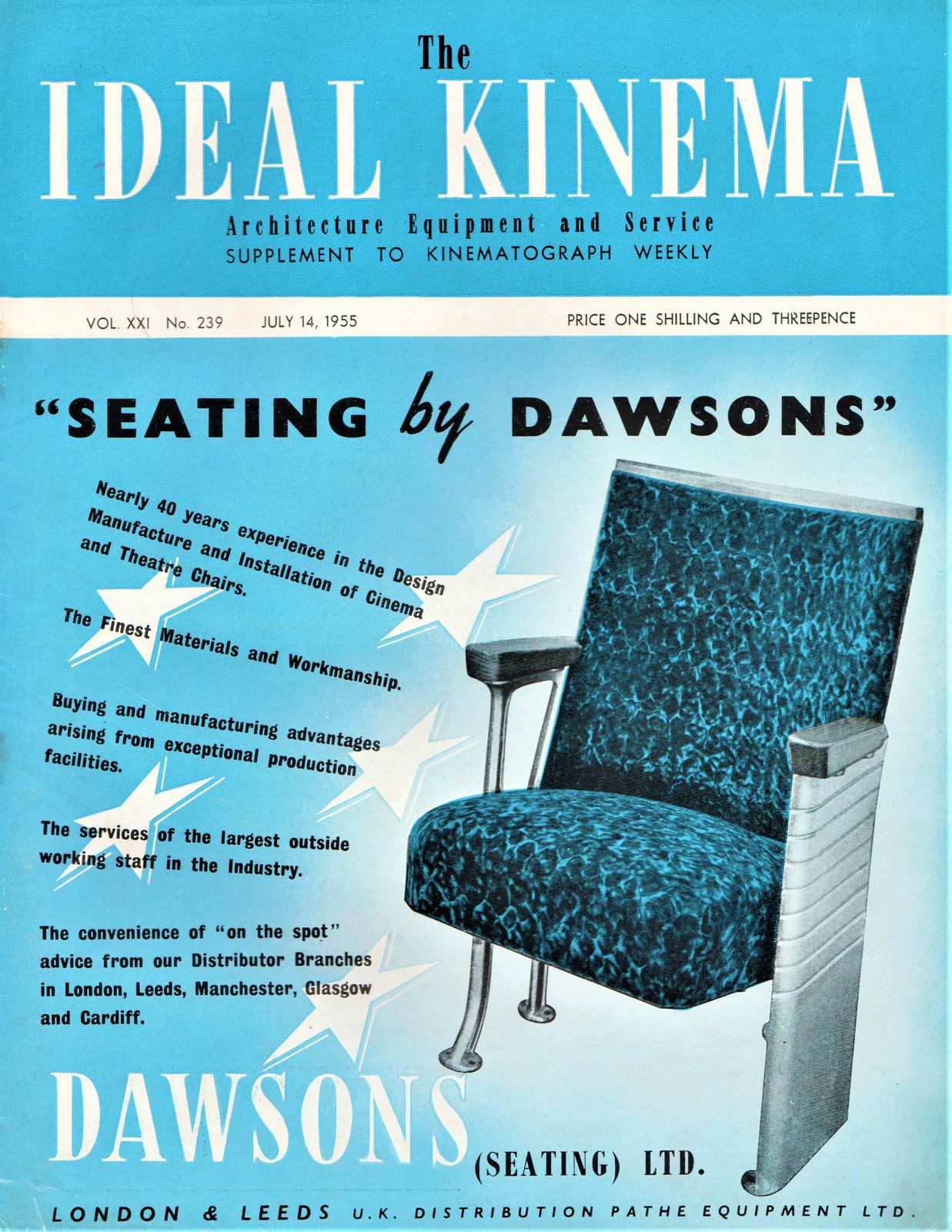 IDEAL KINEMA magazine side cover  Vol 21 No  239 14 July 1955