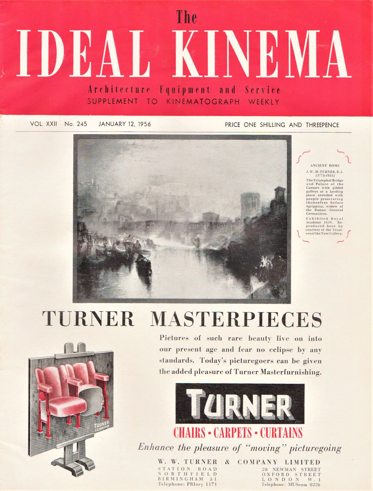 IDEAL KINEMA magazine side cover  Vol 22 No  245 12 January 1956