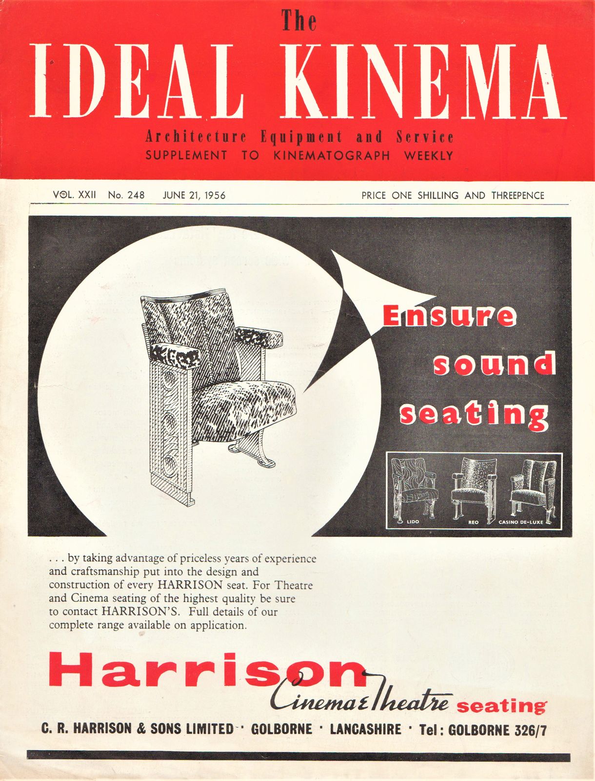 IDEAL KINEMA magazine side cover  Vol 22 No  248 21 June 1956