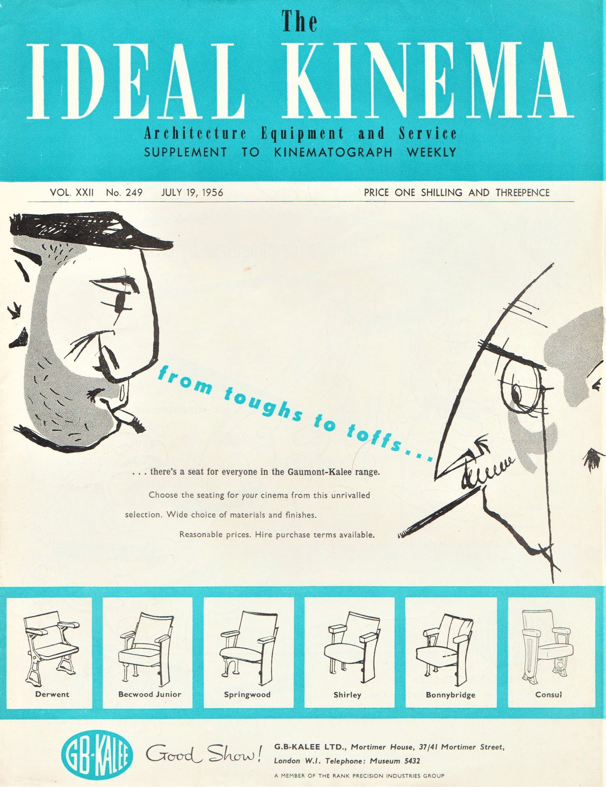 IDEAL KINEMA magazine side cover  Vol 22 No  249 19 July 1956