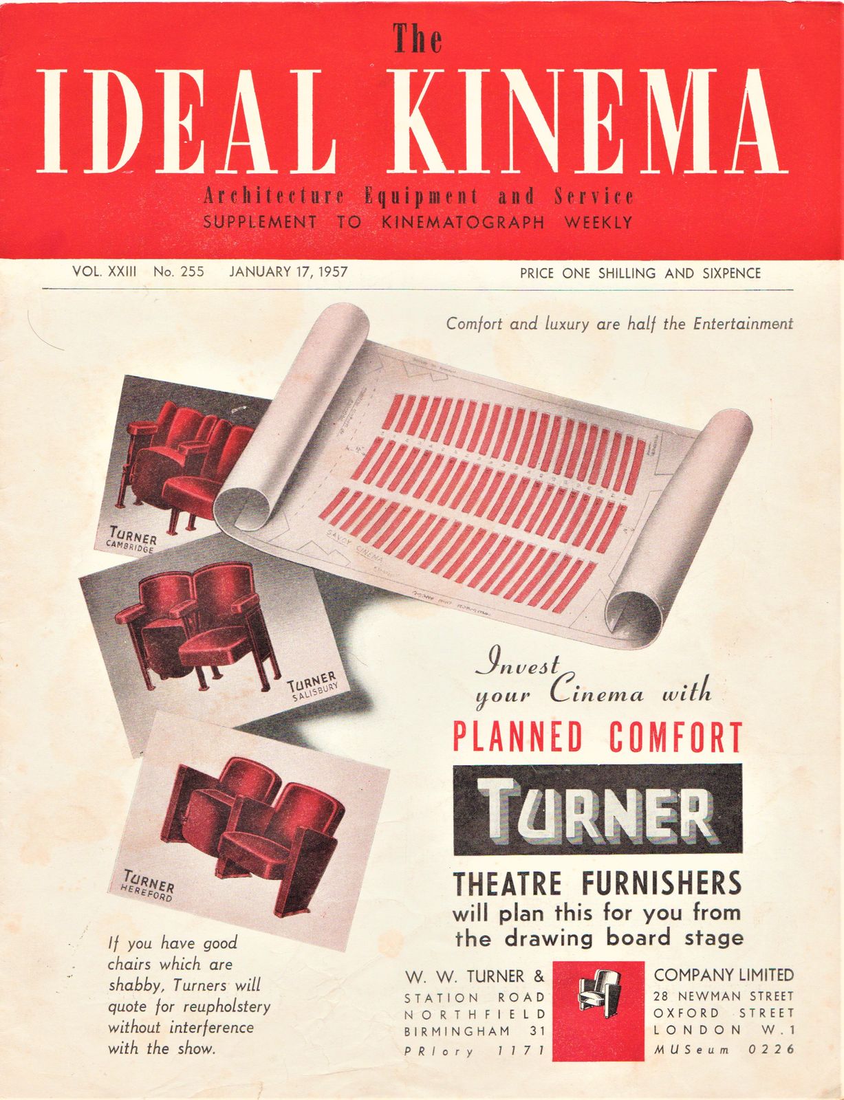 IDEAL KINEMA magazine side cover  Vol 23 No  255 17 January 1957