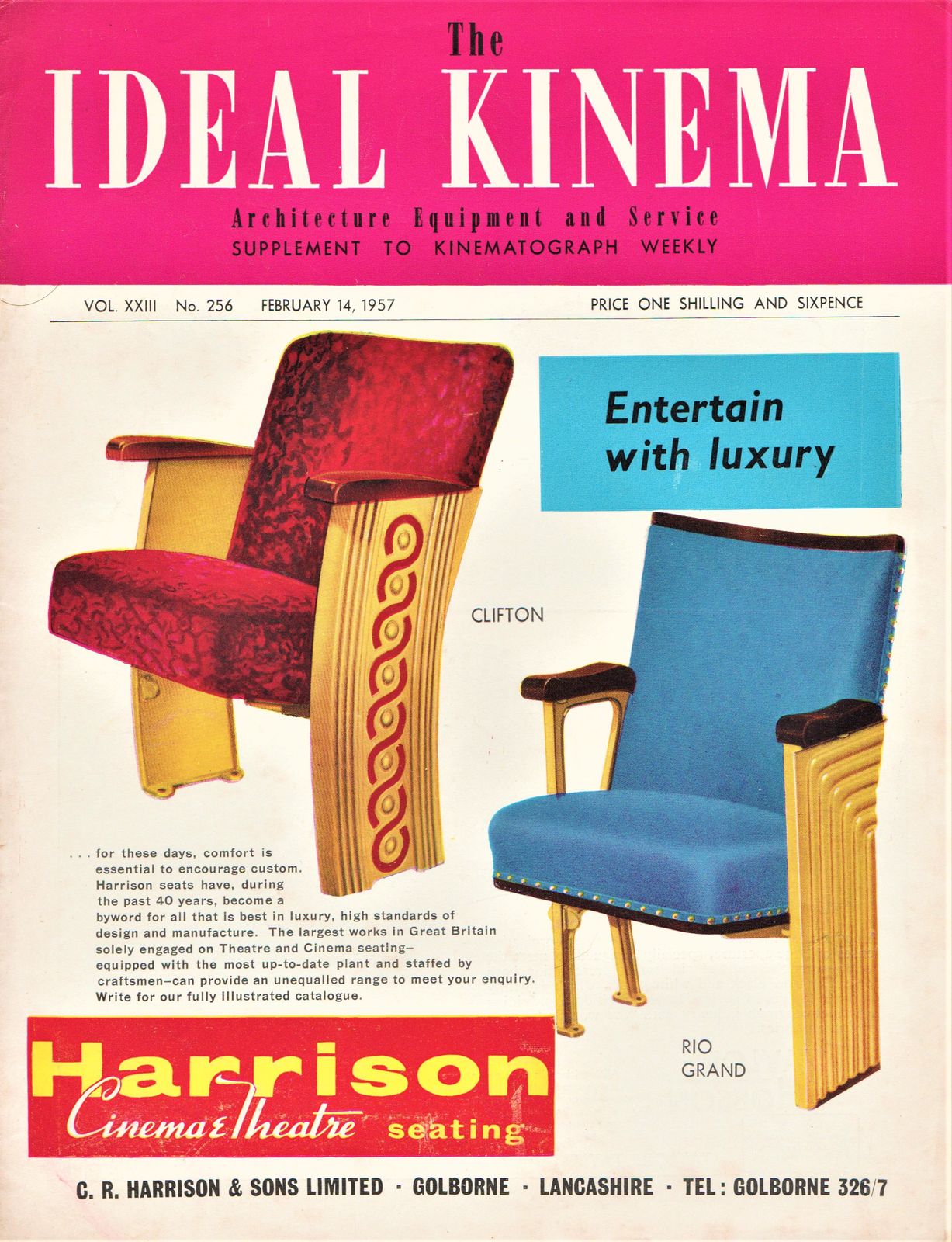 IDEAL KINEMA magazine side cover  Vol 23 No  256 14 February 1957