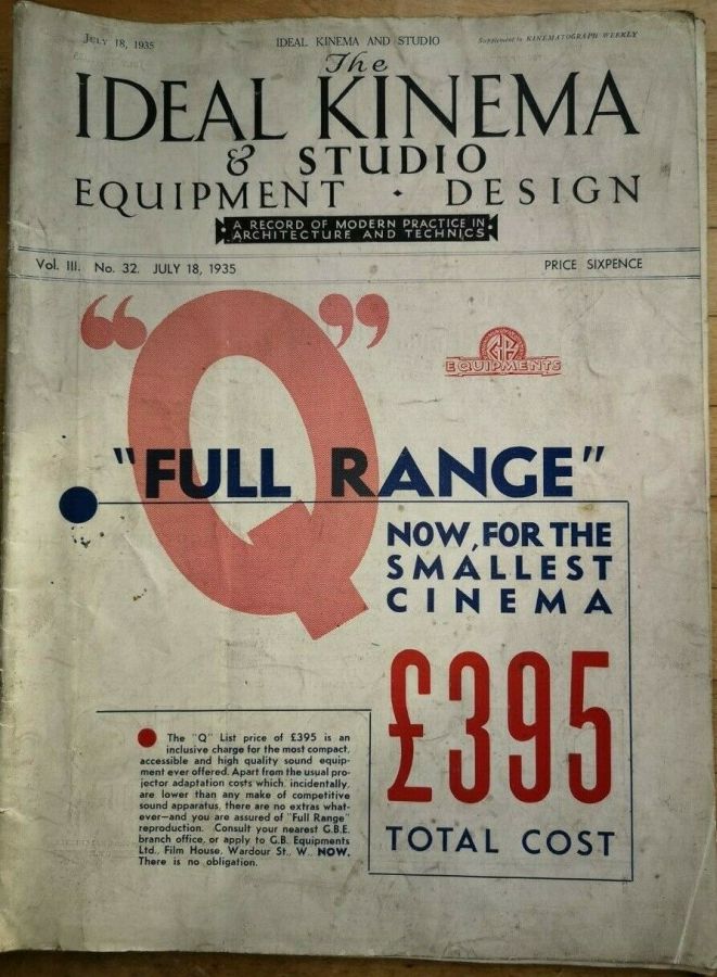 IDEAL KINEMA magazine side cover Issue 32 18 July 1935