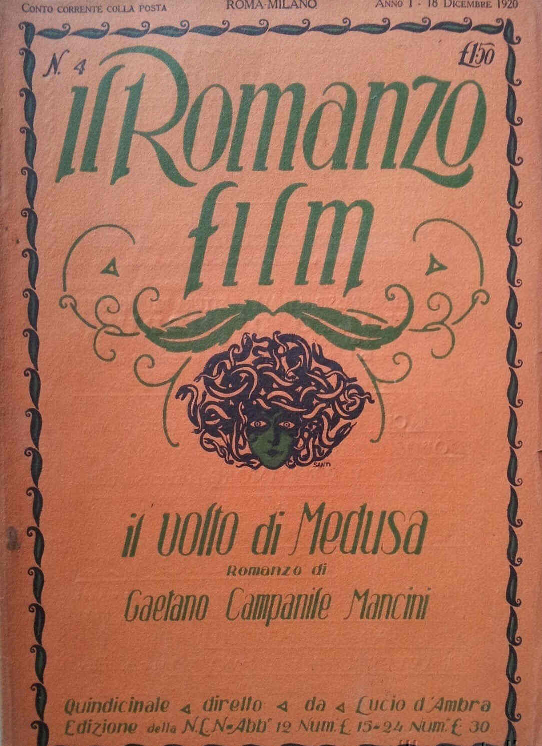 ROMANZO FILM | IL magazine side cover Issue 4 18 December 1920