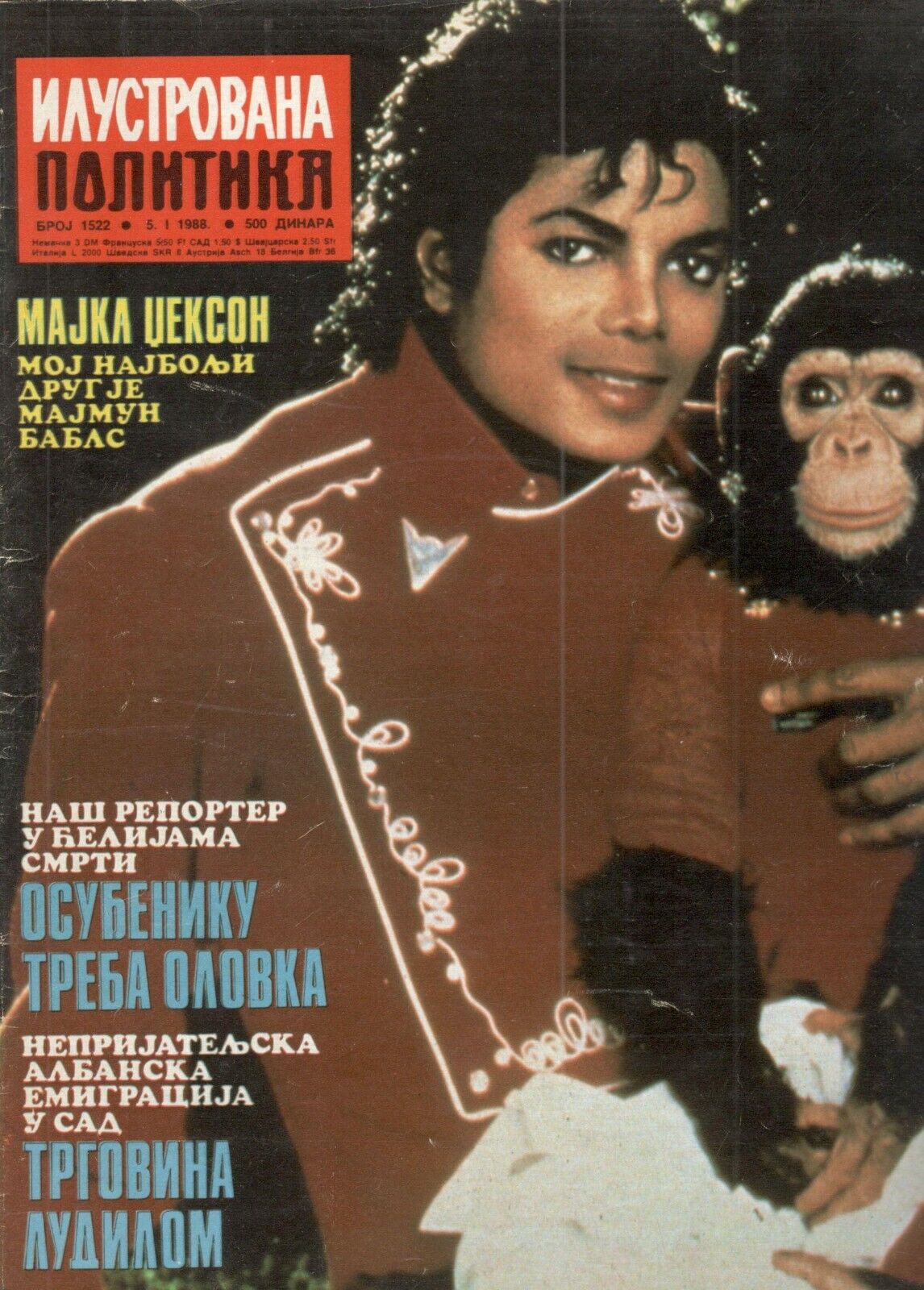 ILUSTROVANA POLITIKA magazine side cover Issue 1522 5 January 1988
