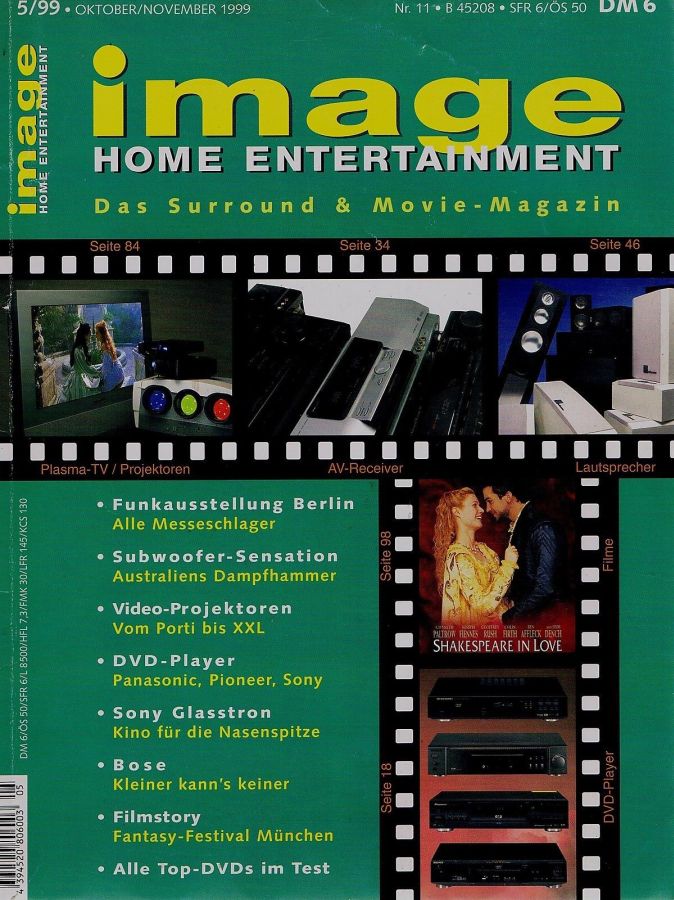 IMAGE HOME ENTERTAINMENT magazine side cover Issue 11 October/November 1999