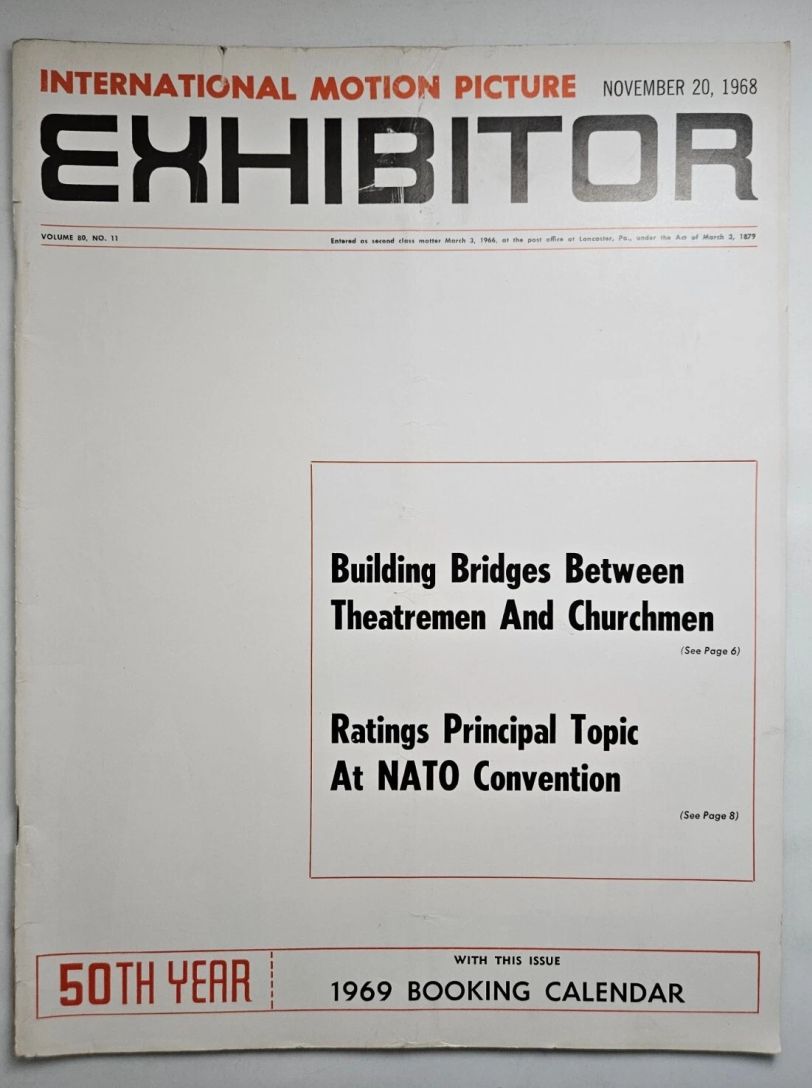 INTERNATIONAL MOTION PICTURE EXHIBITOR magazine side cover 20 November 1968
