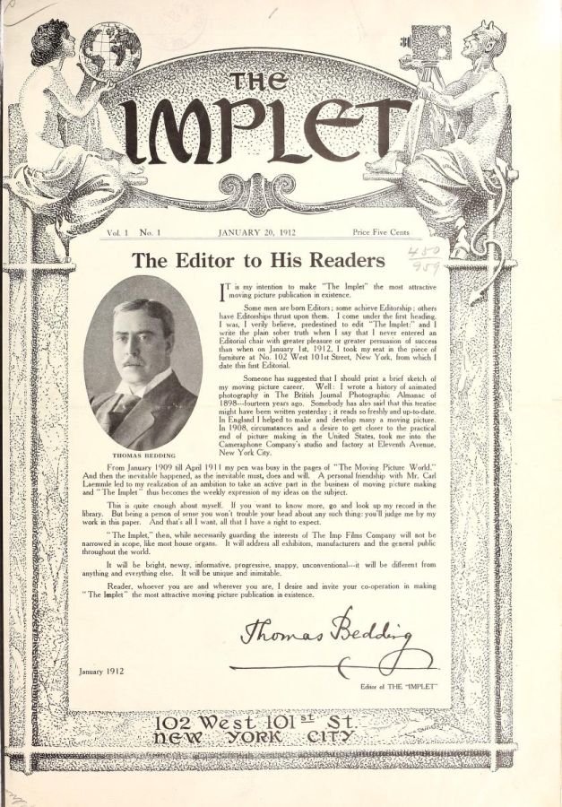 IMPLET magazine side cover Issue 1 20 January 1912