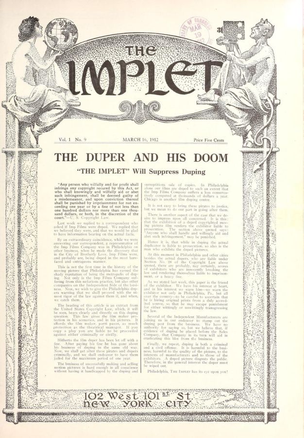 IMPLET magazine side cover Issue 9 16 March 1912
