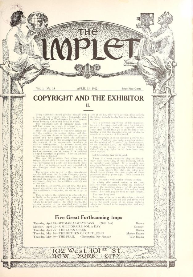 IMPLET magazine side cover Issue 13 13 April 1912