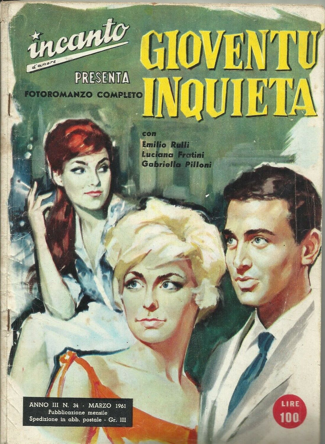 INCANTO D AMORE magazine side cover Issue 34  March 1961