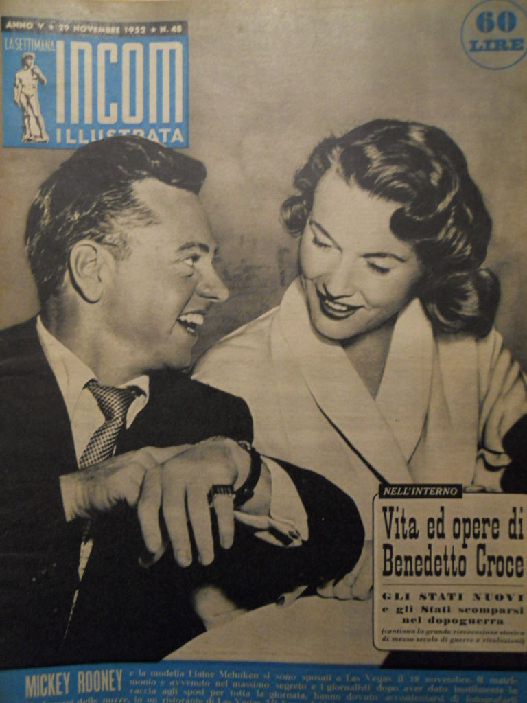 SETTIMANA INCOM magazine side cover 29 November 1952