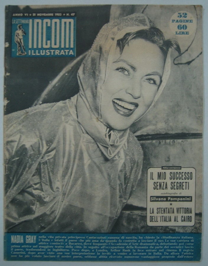 SETTIMANA INCOM magazine side cover 21 November 1953
