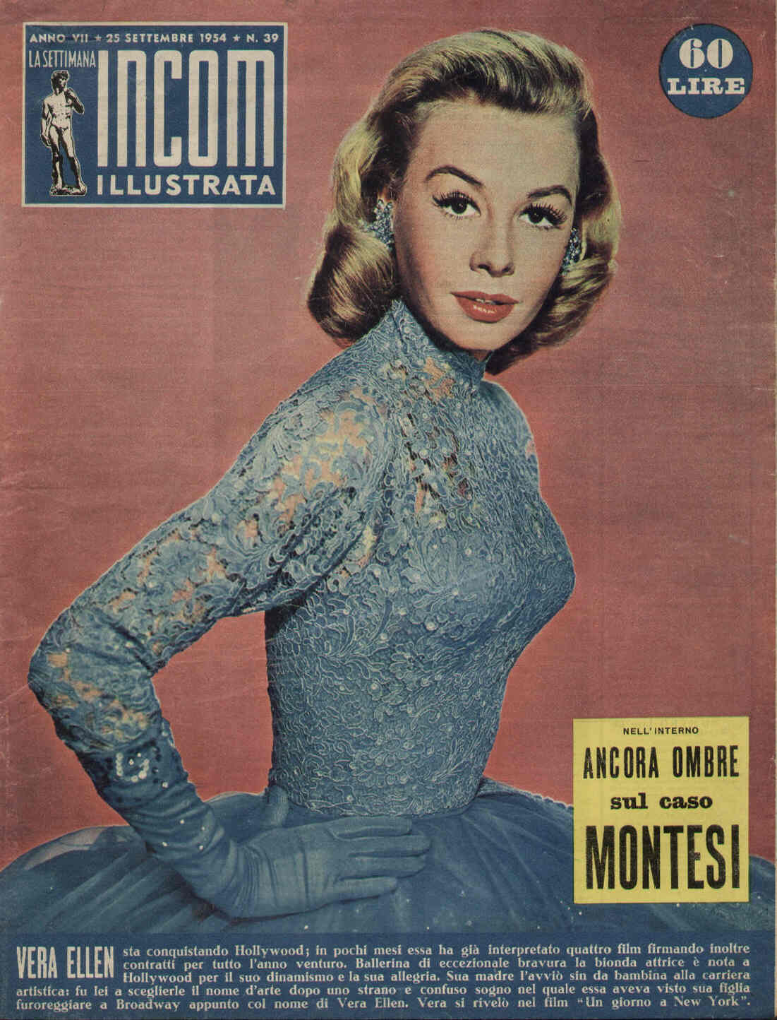 SETTIMANA INCOM magazine side cover 25 September 1954