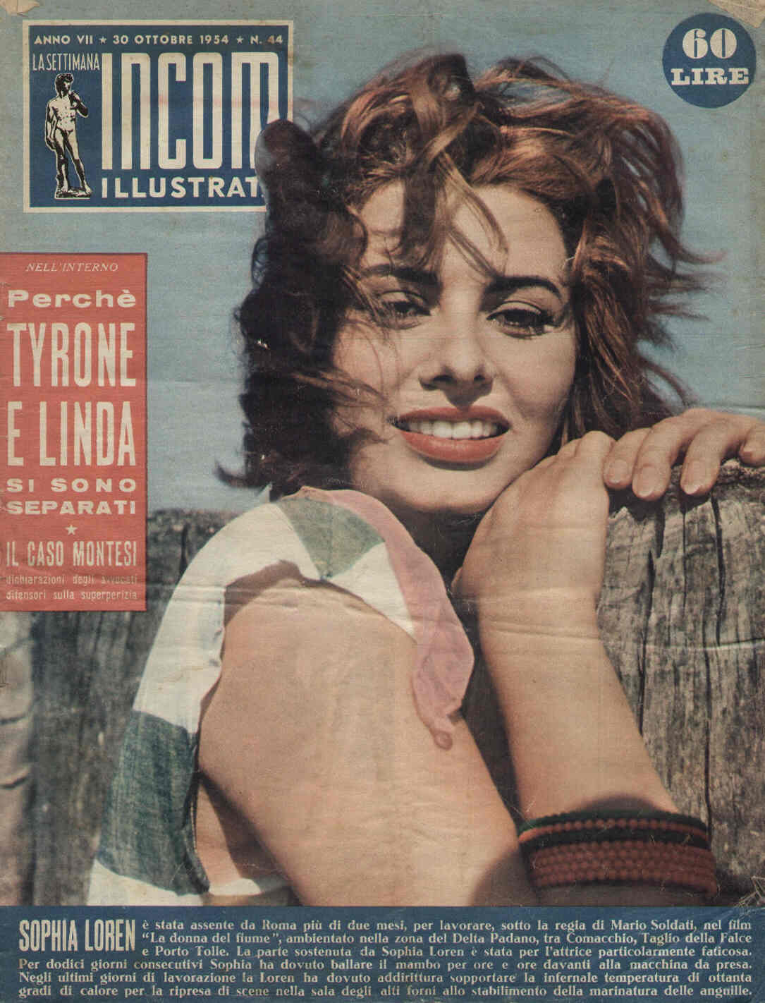 SETTIMANA INCOM magazine side cover 30 October 1954