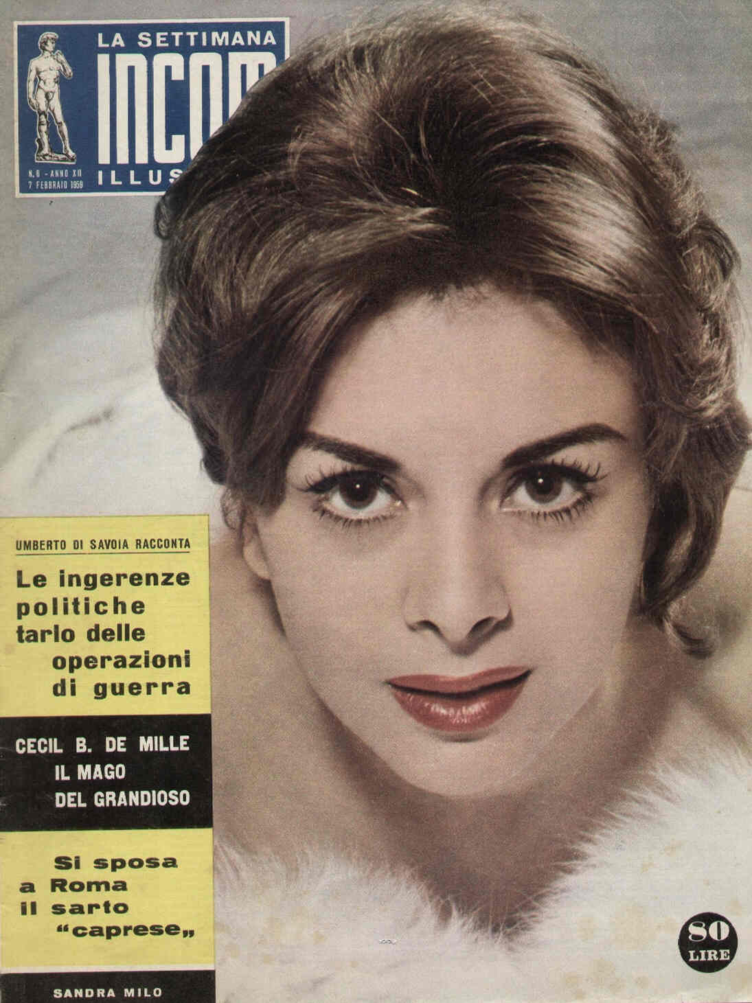 SETTIMANA INCOM magazine side cover 7 February 1959
