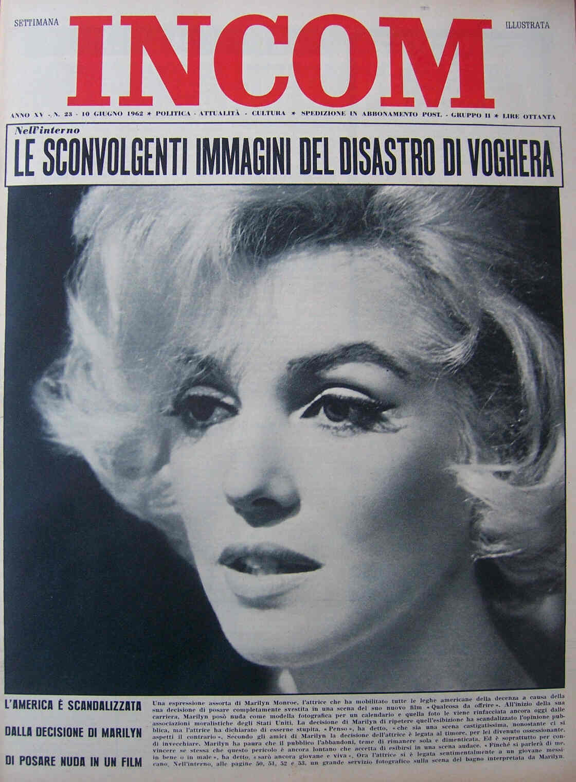 SETTIMANA INCOM magazine side cover 10 June 1962