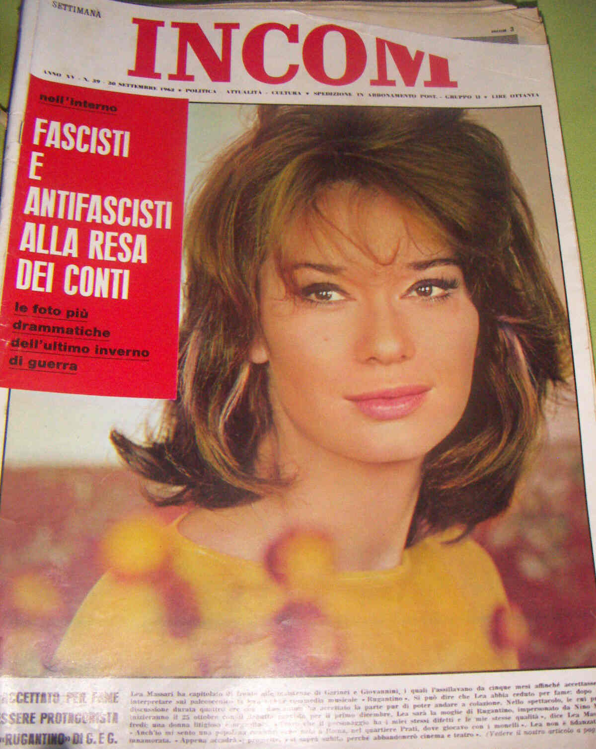 SETTIMANA INCOM magazine side cover 30 September 1962