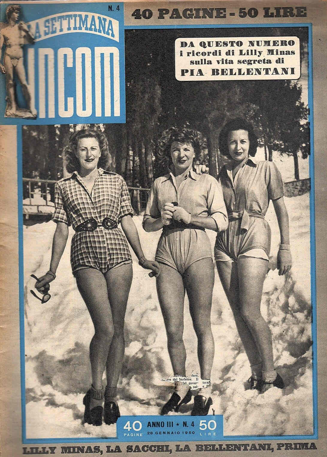 SETTIMANA INCOM magazine side cover Issue 4 28 January 1950