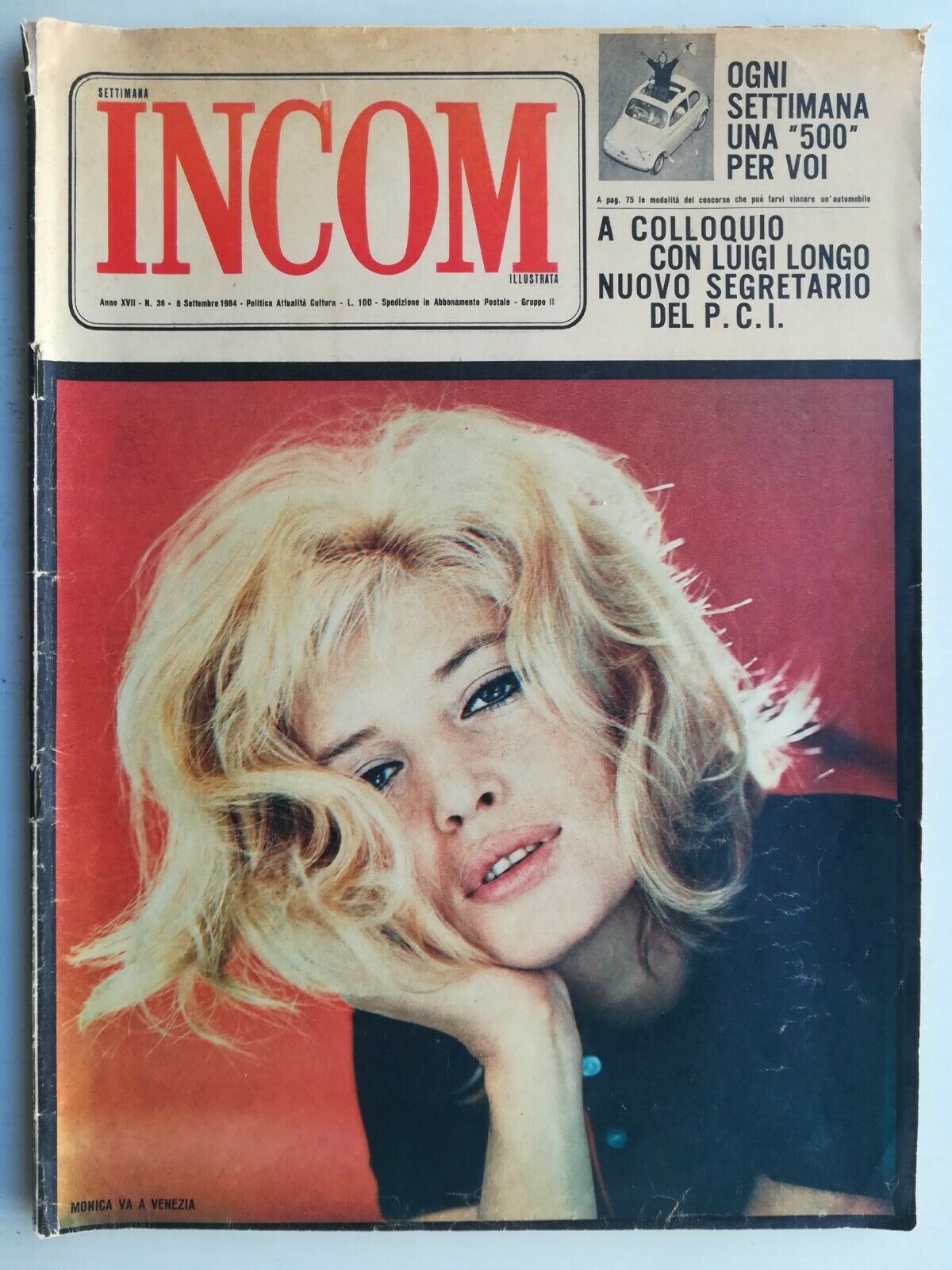 SETTIMANA INCOM magazine side cover Issue 36 6 September 1964