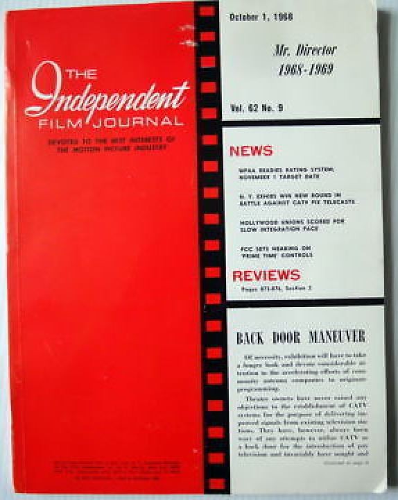 INDEPENDENT FILM JOURNAL magazine side cover 1 October 1968
