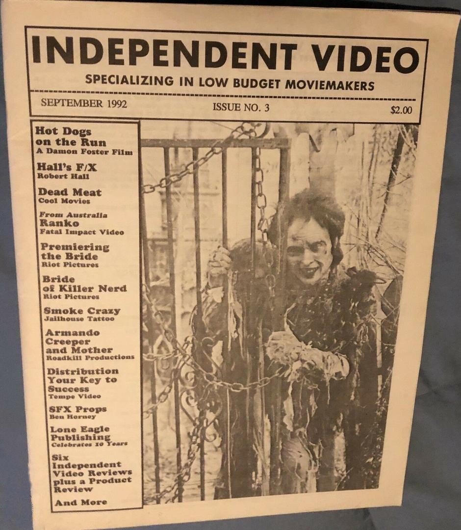 INDEPENDENT VIDEO magazine side cover Issue 3  September 1992