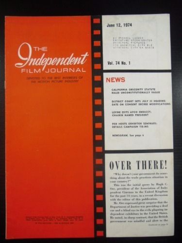 INDEPENDENT FILM JOURNAL magazine side cover 12 June 1974