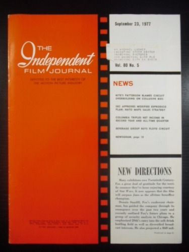 INDEPENDENT FILM JOURNAL magazine side cover 23 September 1977