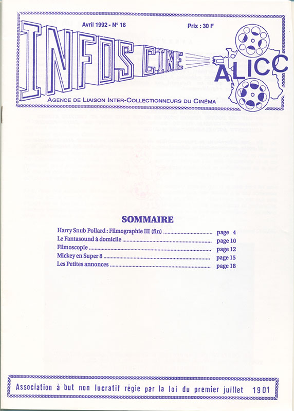 INFOS-CINE magazine side cover Issue 16 April 1992