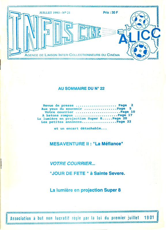 INFOS-CINE magazine side cover Issue 21 July 1993