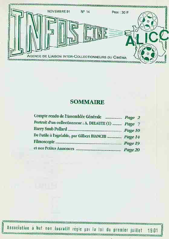 INFOS-CINE magazine side cover Issue 14  November 1991