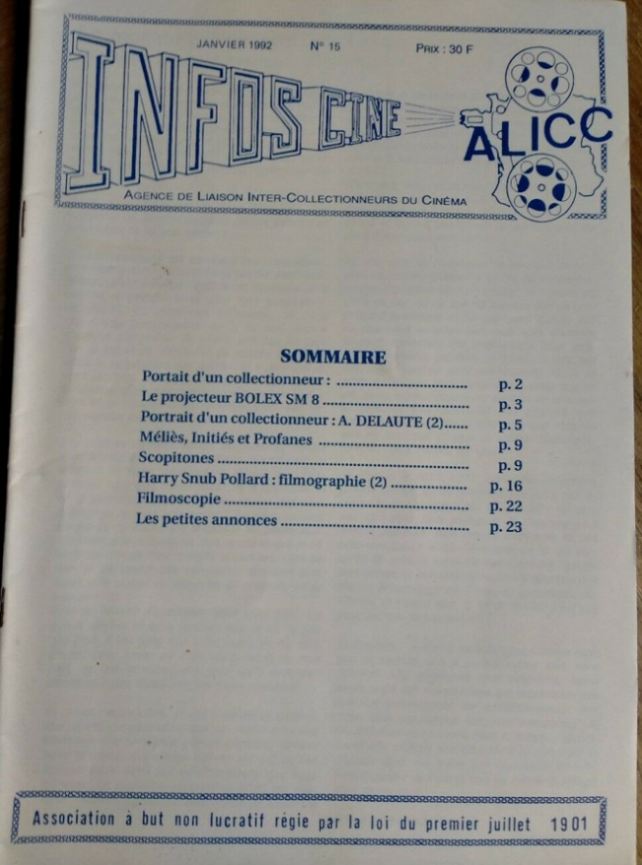 INFOS-CINE magazine side cover Issue 15  January 1992