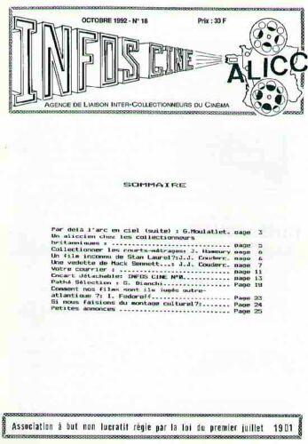 INFOS-CINE magazine side cover Issue 18  October 1992