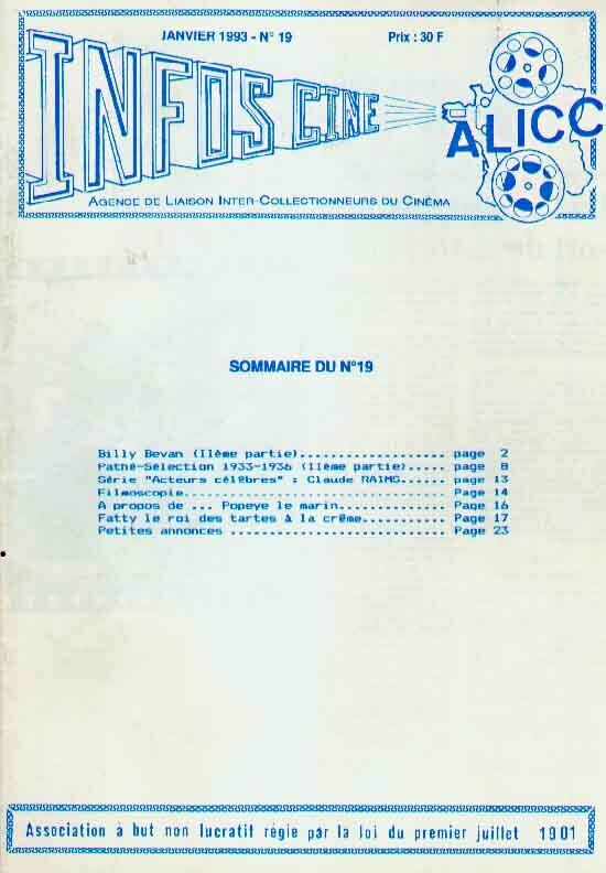 INFOS-CINE magazine side cover Issue 19 January 1993