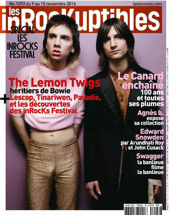 INROCKUPTIBLES | LES magazine side cover Issue 1093 9 November 2016