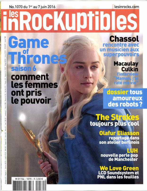 INROCKUPTIBLES | LES magazine side cover Issue 1070 1 June 2016
