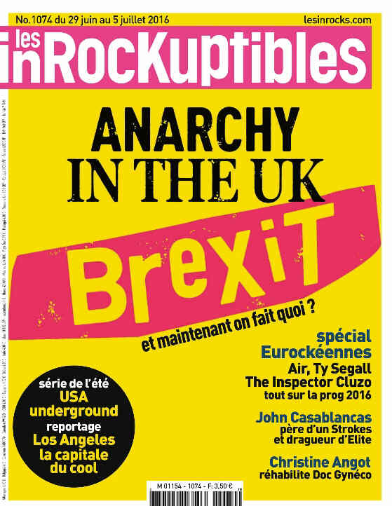 INROCKUPTIBLES | LES magazine side cover Issue 1074 29 June 2016