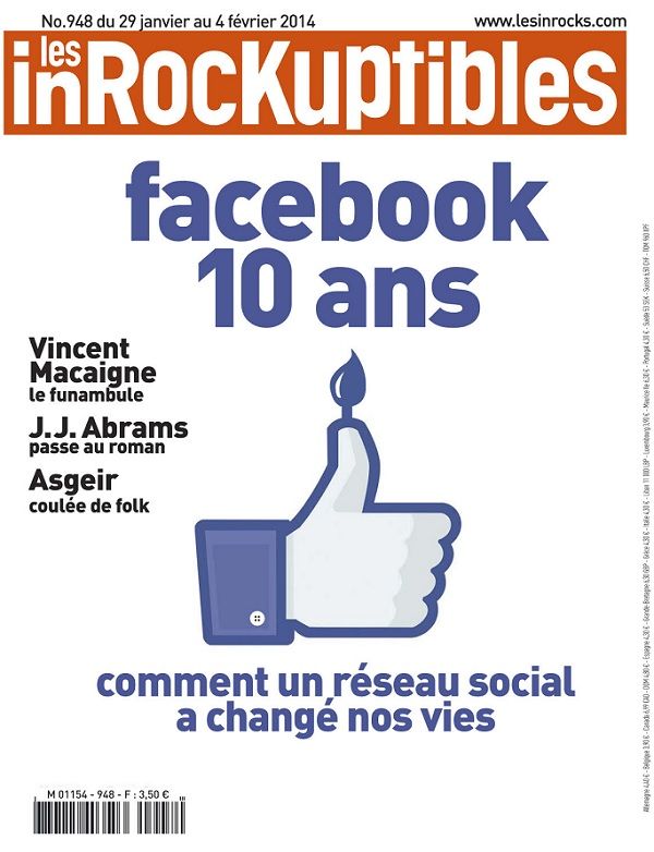INROCKUPTIBLES | LES magazine side cover Issue 948 29 January 2014