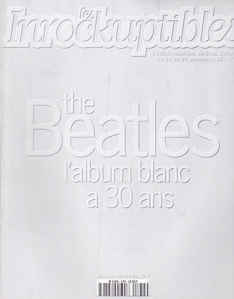 INROCKUPTIBLES | LES magazine side cover Issue 174 18 November 1998