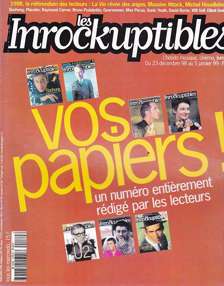 INROCKUPTIBLES | LES magazine side cover Issue 179 23 December 1998