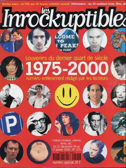 INROCKUPTIBLES | LES magazine side cover Issue 225 22 December 1999