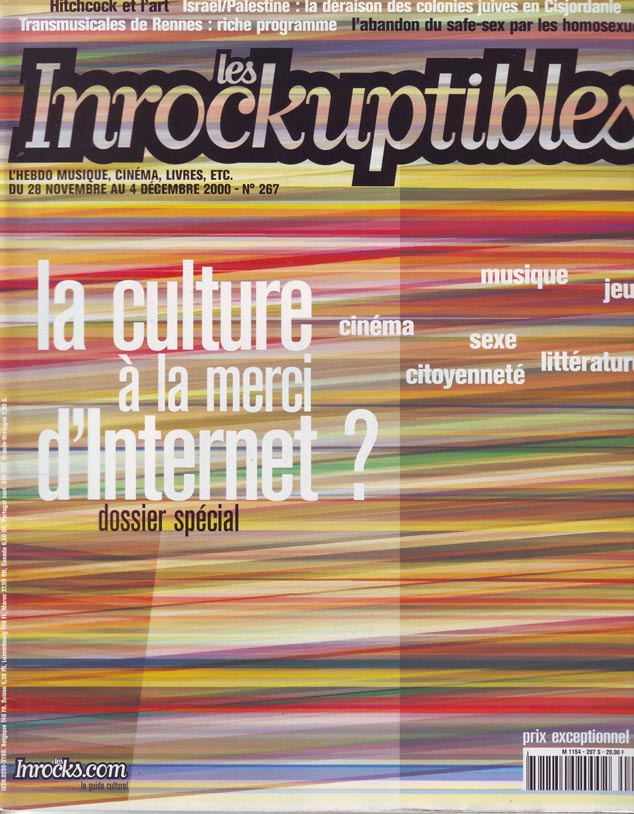 INROCKUPTIBLES | LES magazine side cover Issue 267 28 November 2000